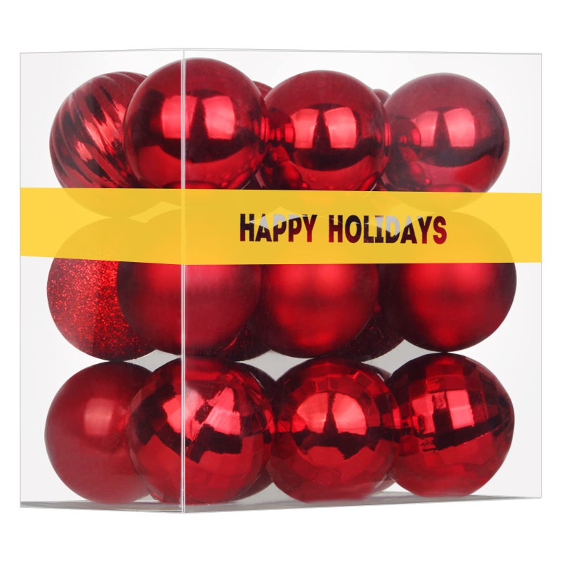 GameXcel Rose Red 3.2" Large Christmas Balls - Christmas Tree Decoration Ornaments Shatterproof Hanging Balls for Birthday Halloween Holiday Wedding Decorations Set of 18pcs - Image 1